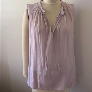 Madewell 100% Silk top with ties in light pink